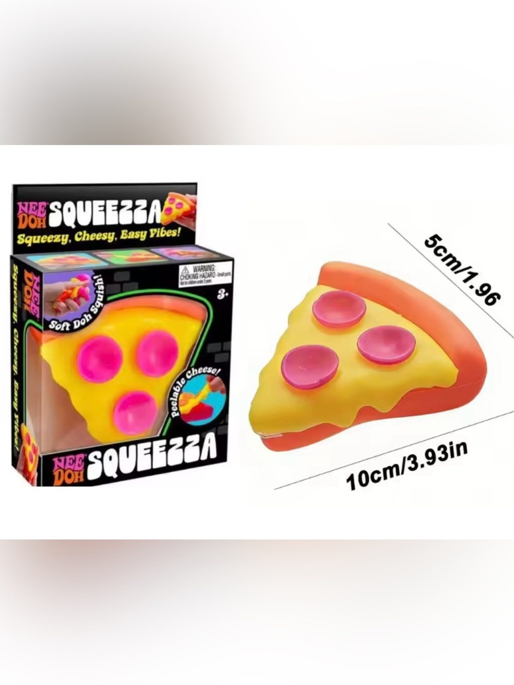 NeeDoh Squeezza Yellow & Pink Pizza Slice Stress Toy - Picture 3 of 4